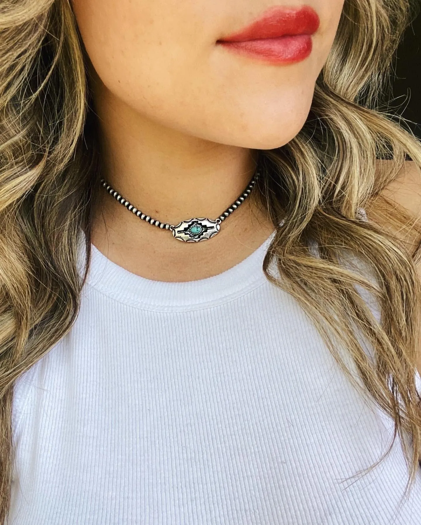 Aztec Navajo Choker in Turquoise