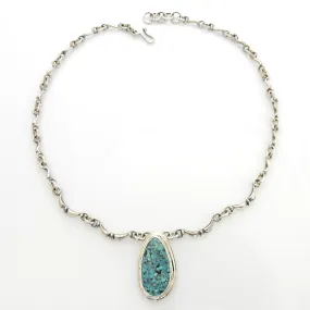 Beautiful Adjustable 19.5" Inch Handmade Sterling Silver Blue Natural Turquoise Necklace