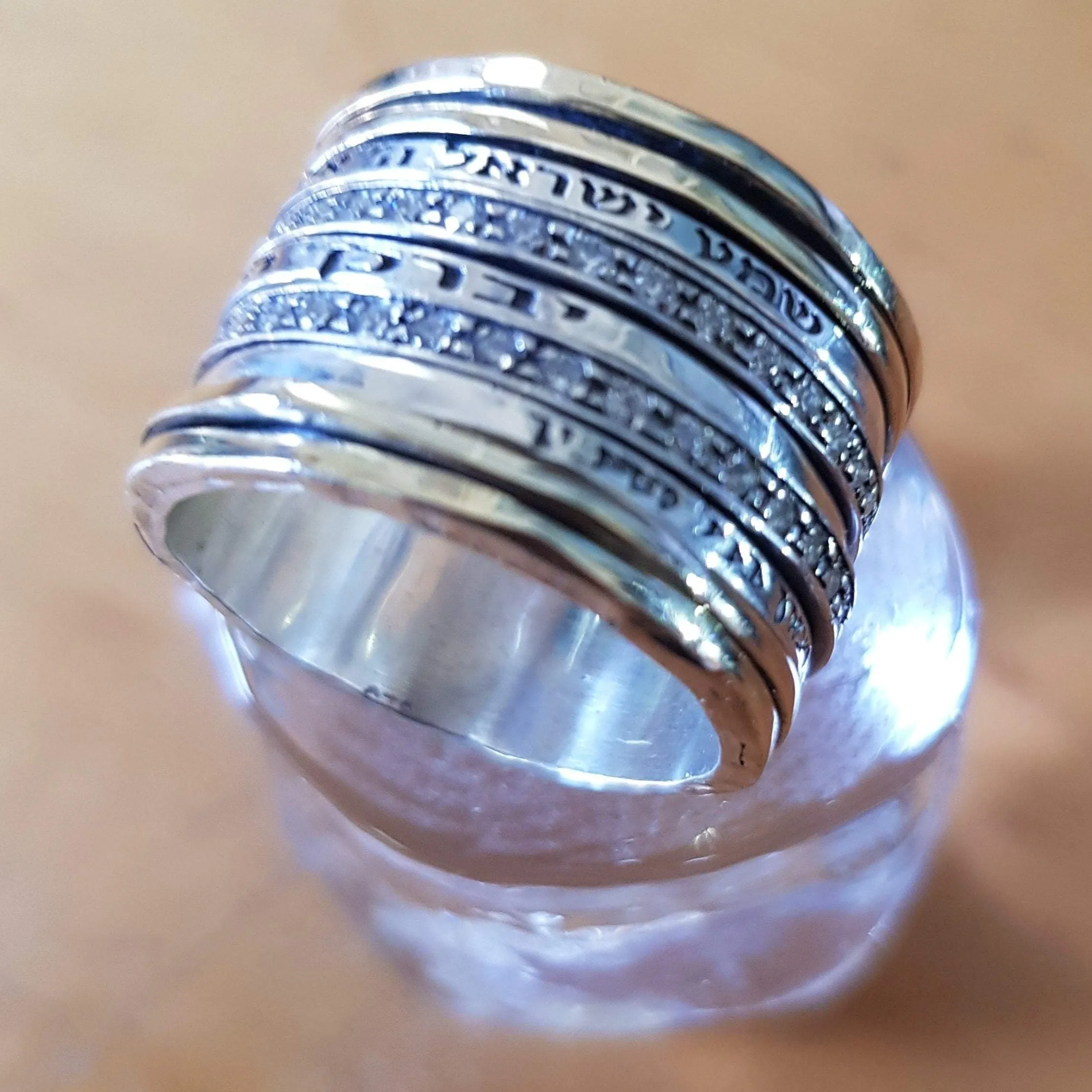 Bluenoemi Israeli spinner rings | Rings for Woman | Bluenoemi israeli jewelry | Personalized Meditation Ring with Blessings / Quotes