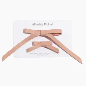 Blush Mommy and Me Leather Bow Hair Clips