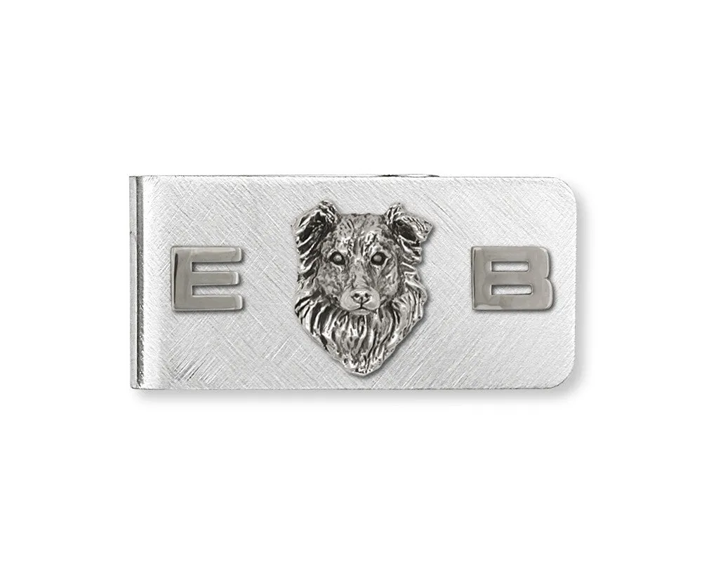 Border Collie Money Clip Jewelry Sterling Silver Handmade Dog Money Clip BE1-MC