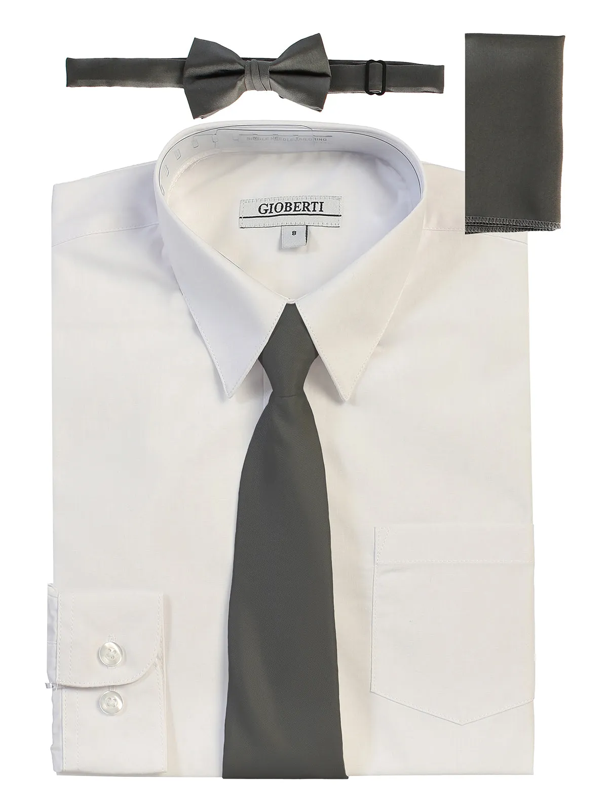 Boy's White Shirt w/ Solid Tie Set