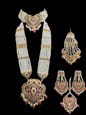 BR304 Insha Ruby pearl jadau bridal set in shell pearls ( READY  TO SHIP)