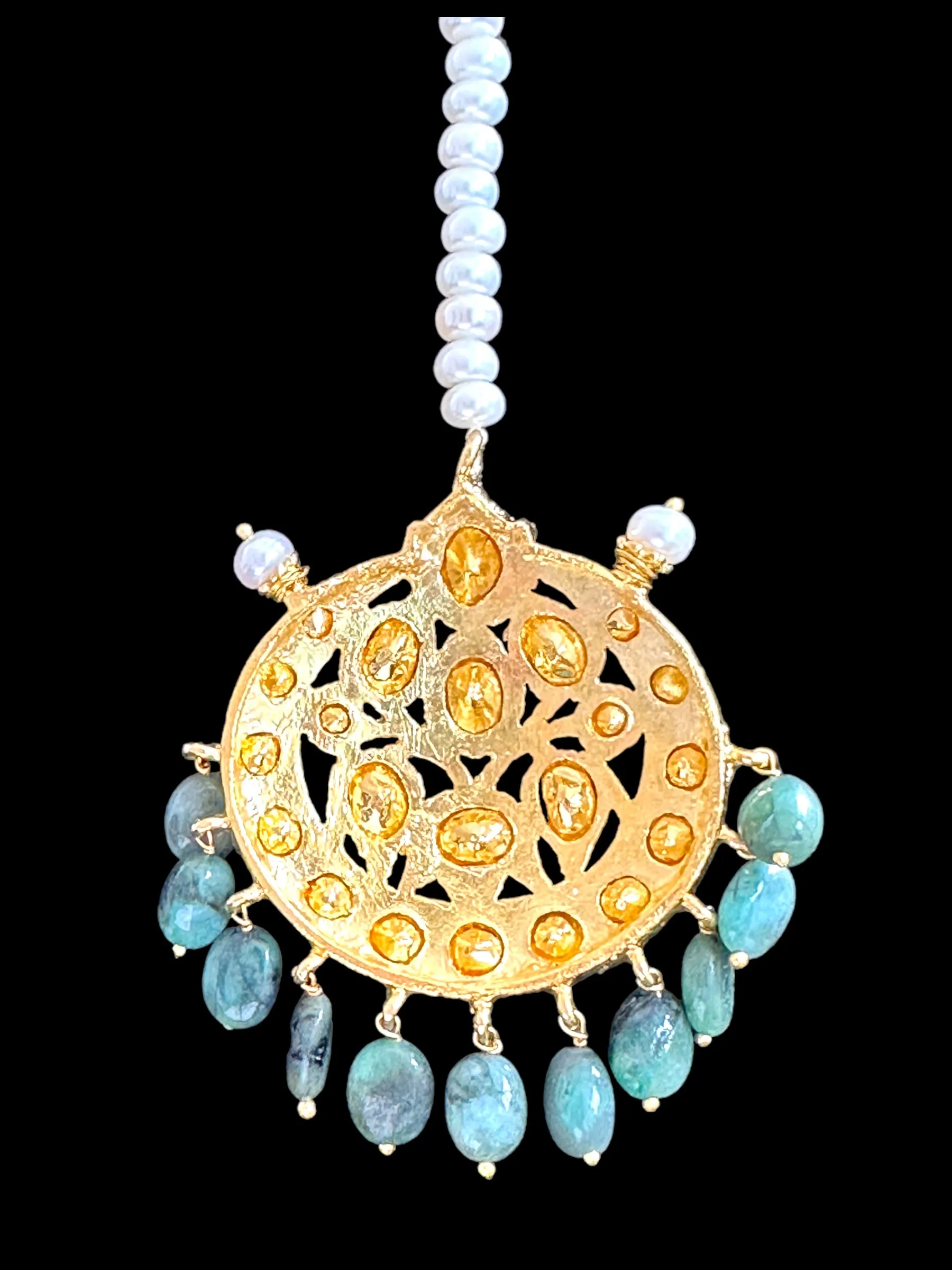 BR310 Bridal jadavi lacha , satlada  in moissanite and emeralds ( SHIPS IN 2 WEEKS )