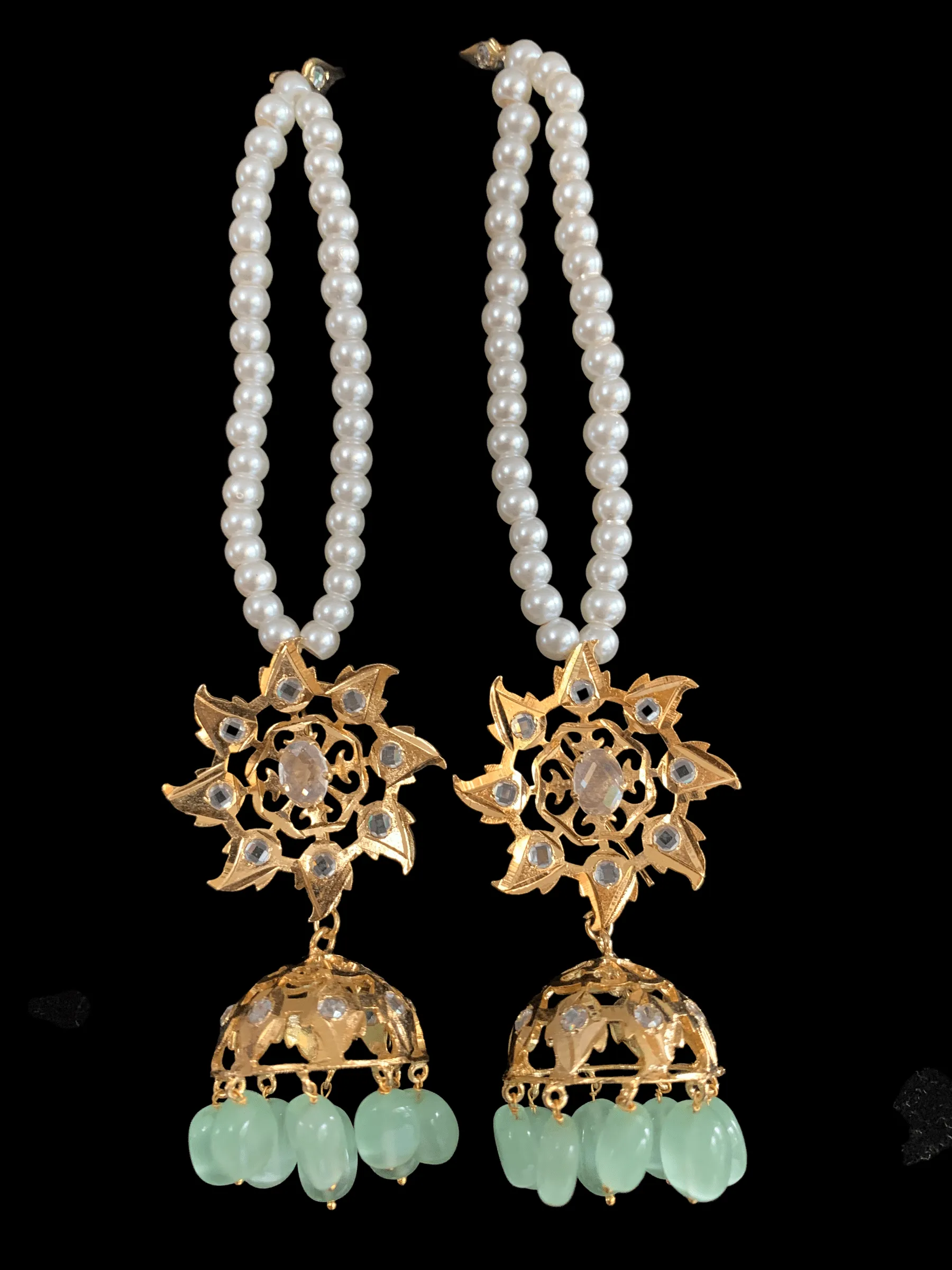 BR72 Insia Jadavi lacha bridal-set in green beads  ( READY TO SHIP)