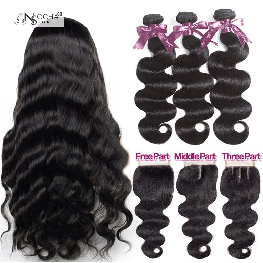 Brazilian Body Wave Hair Bundle With Closure