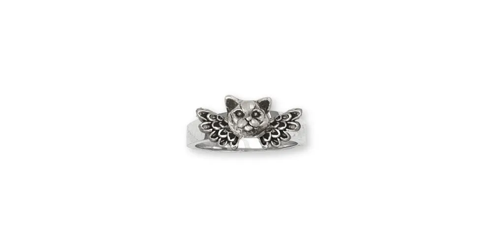 British Shorthair Angel Ring Jewelry Sterling Silver Handmade Cat Ring BRS6-AR