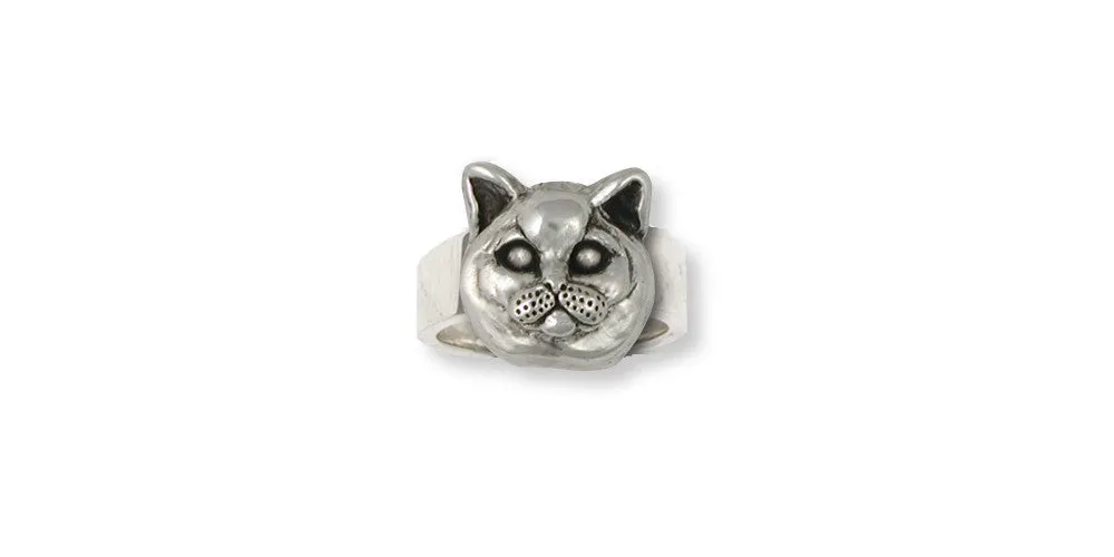 British Shorthair Ring Jewelry Sterling Silver Handmade Cat Ring BRS9-R