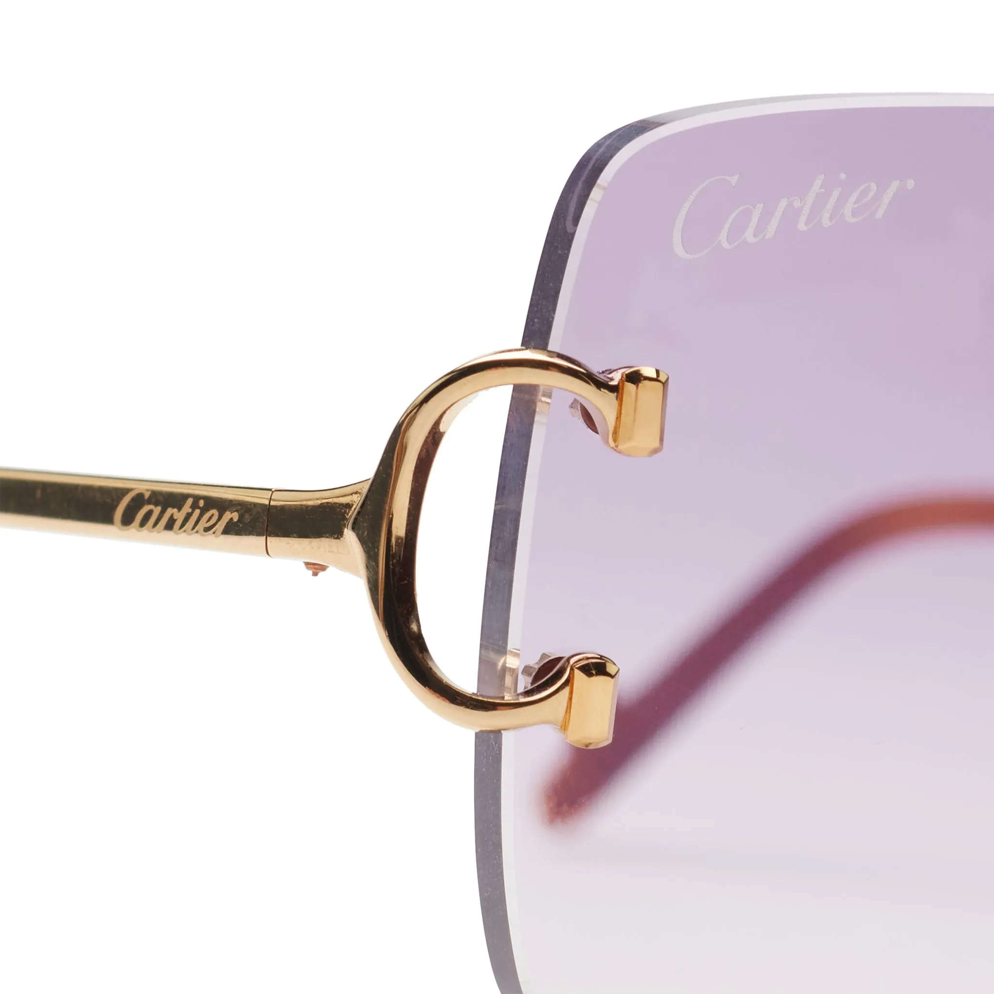 Cartier Eyewear Custom CT00920-001 C Decor Purple Rimless Sunglasses