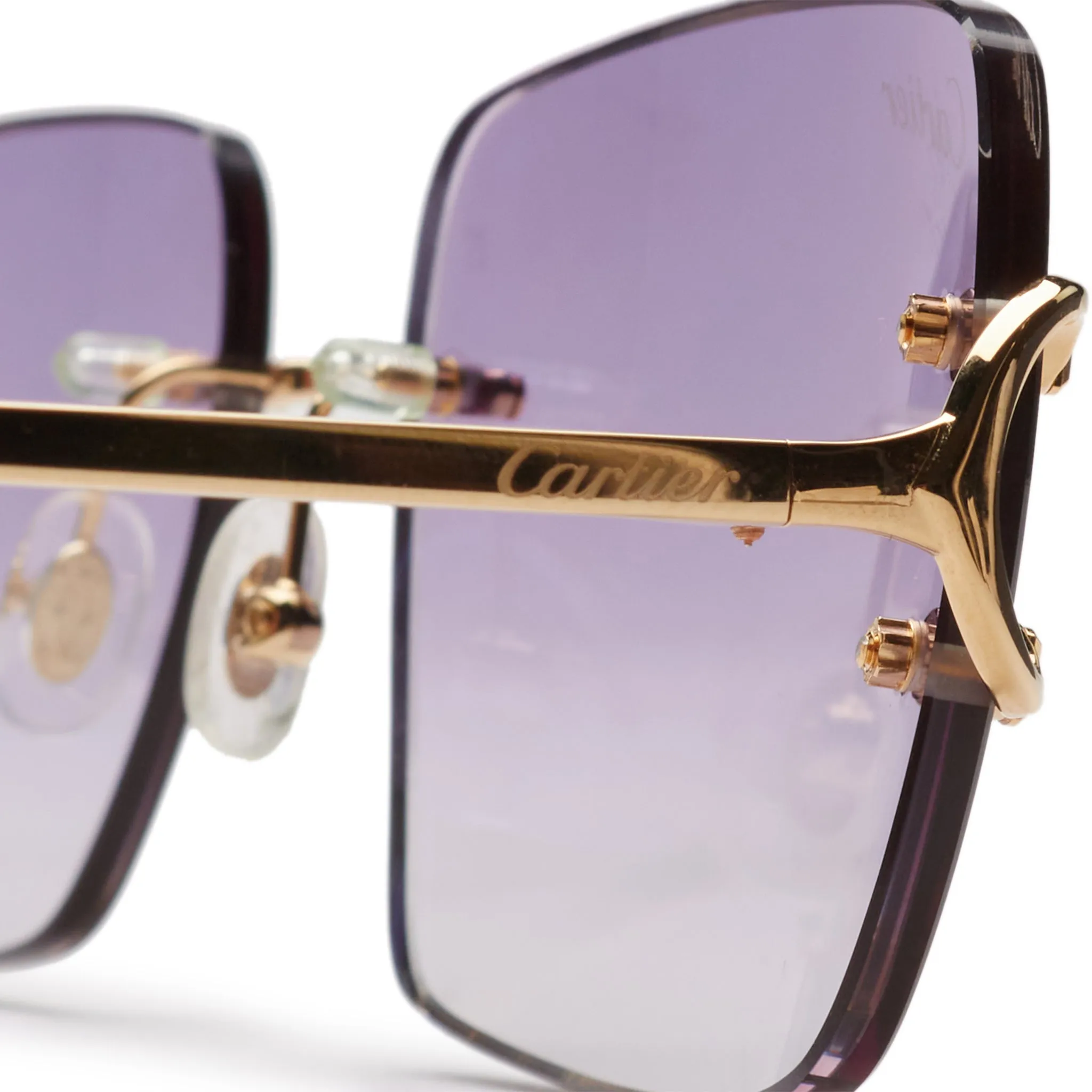 Cartier Eyewear Custom CT00920-001 C Decor Purple Rimless Sunglasses