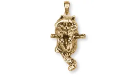 Cat Jewelry 14k Gold Handmade Cat Pendant  CT50-PG