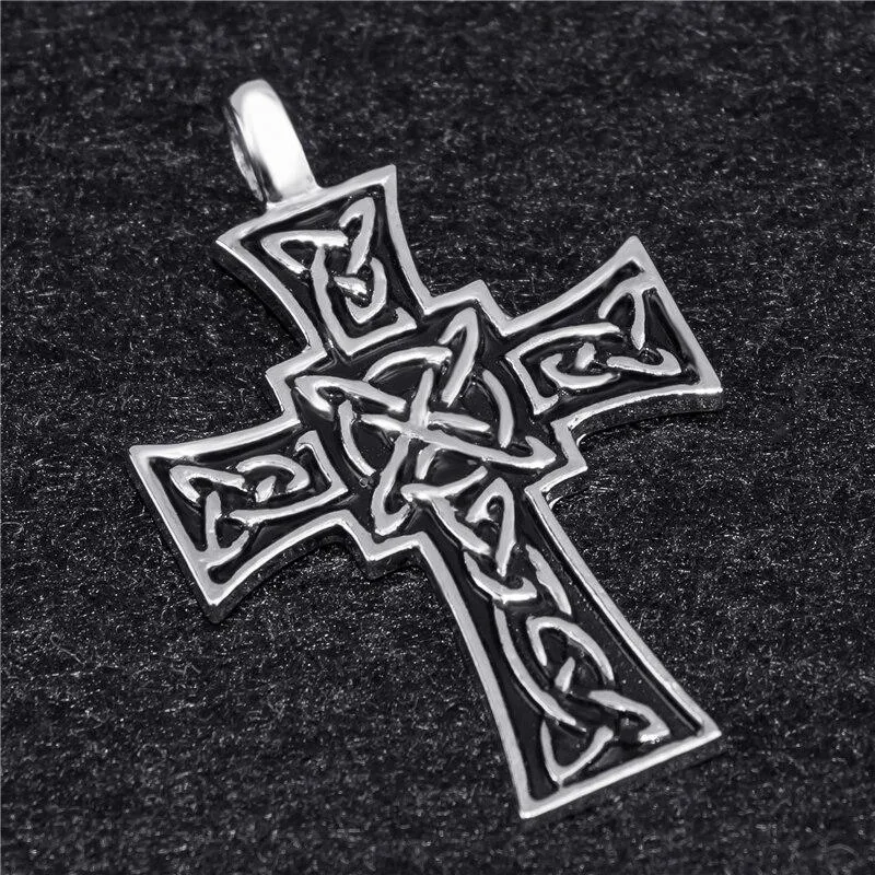 Celtic Knot Cross Silver Tone Pewter Pendant