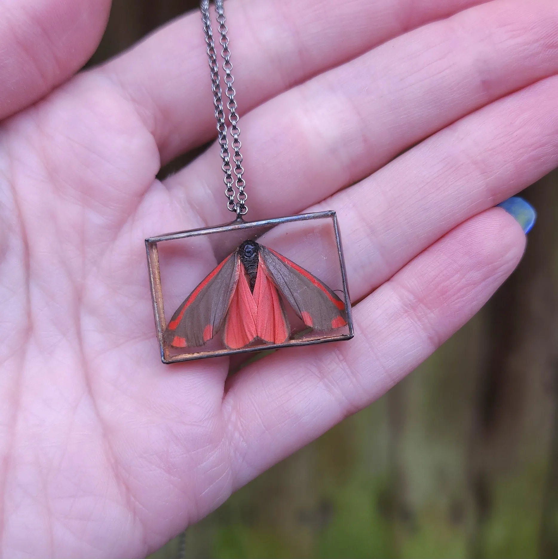 Cinnabar Oregon Moth Necklace