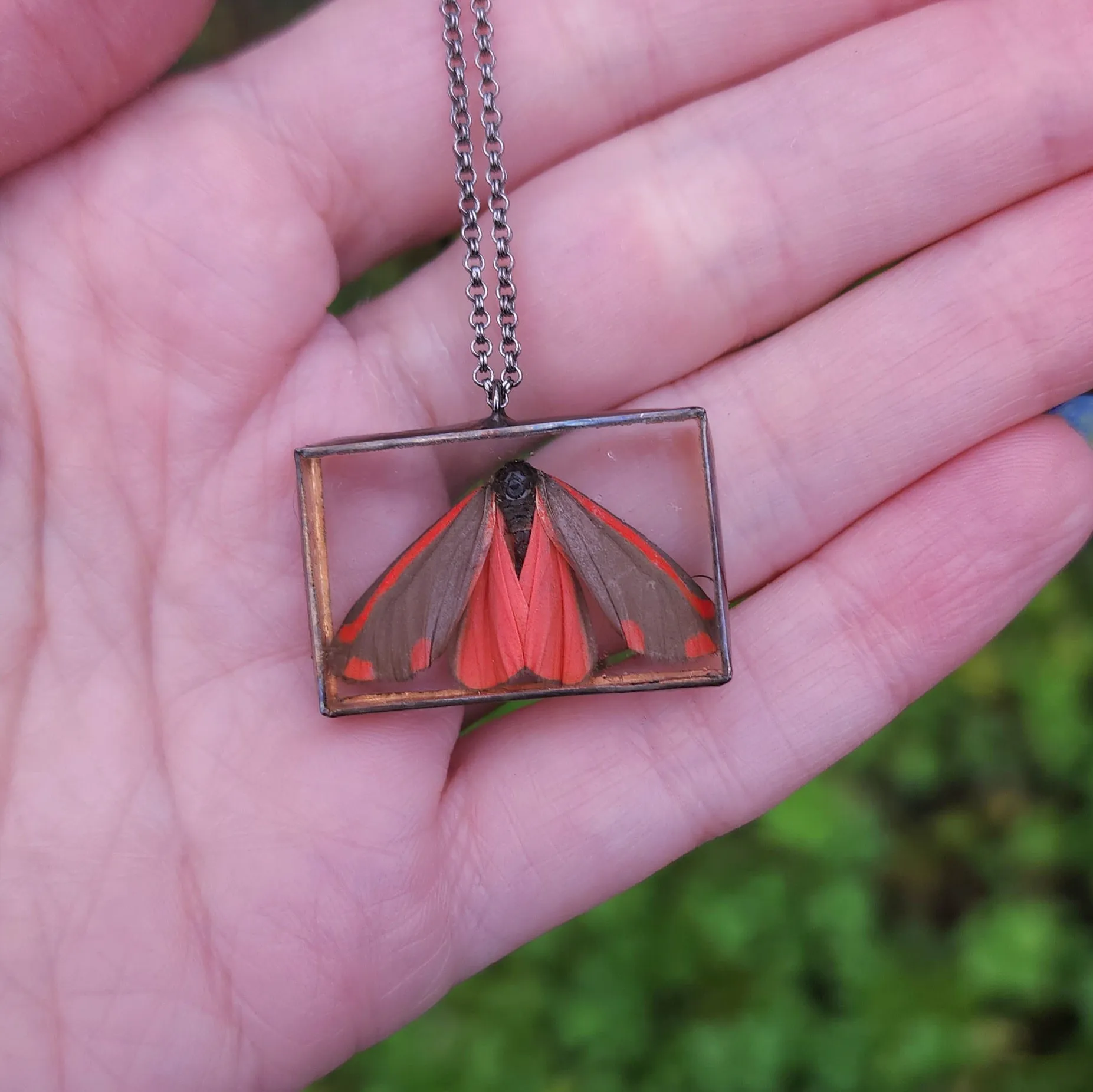 Cinnabar Oregon Moth Necklace