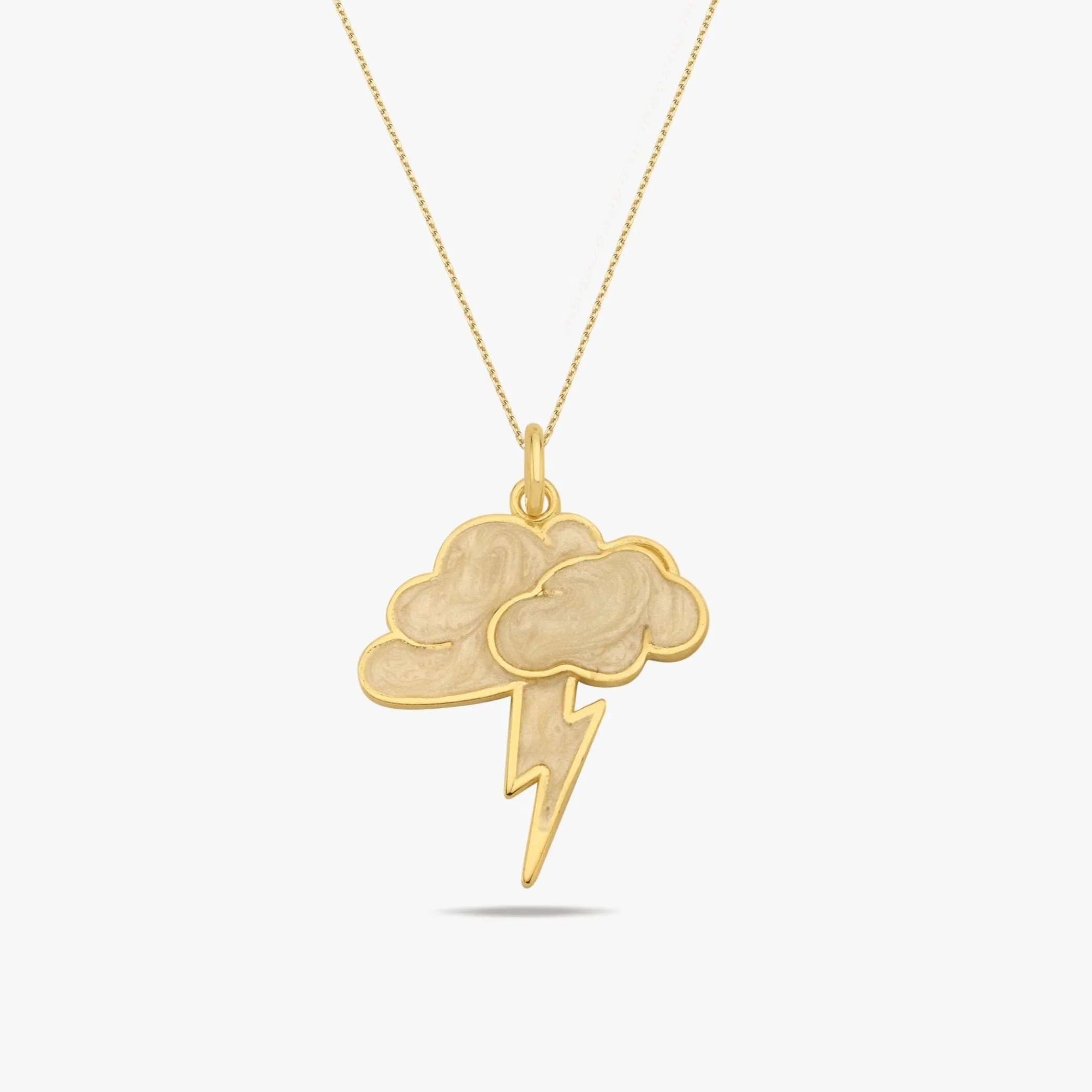 Cloud and Lightning Bolt Pendant | 14K Gold Vermeil