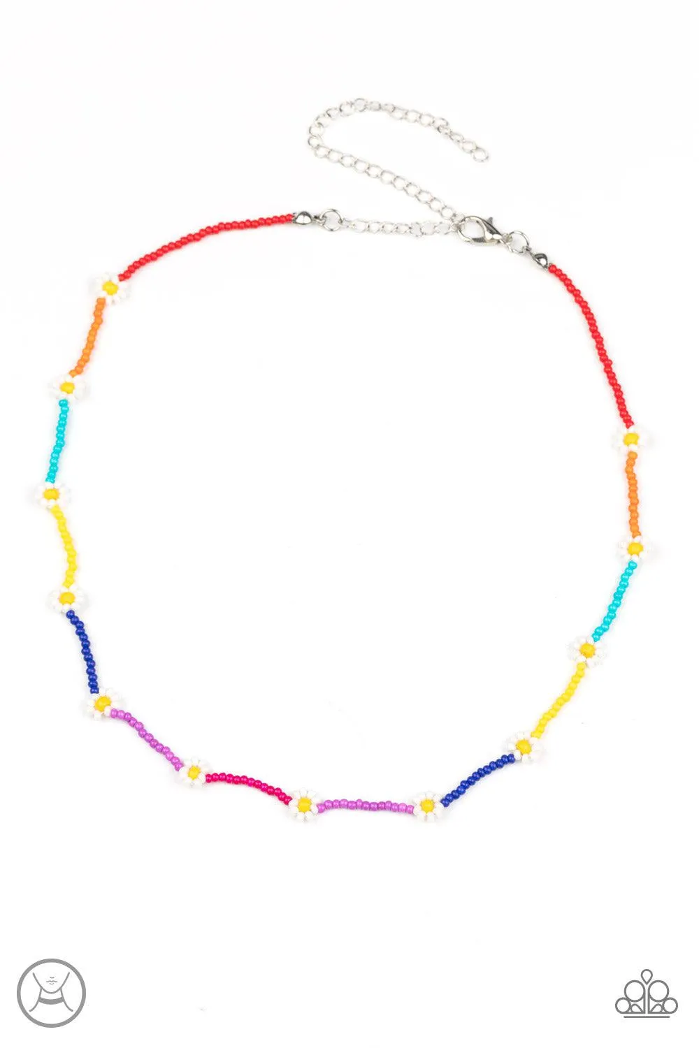 Colorfully Flower Child Multi Seed Bead Choker Necklace - Paparazzi Accessories