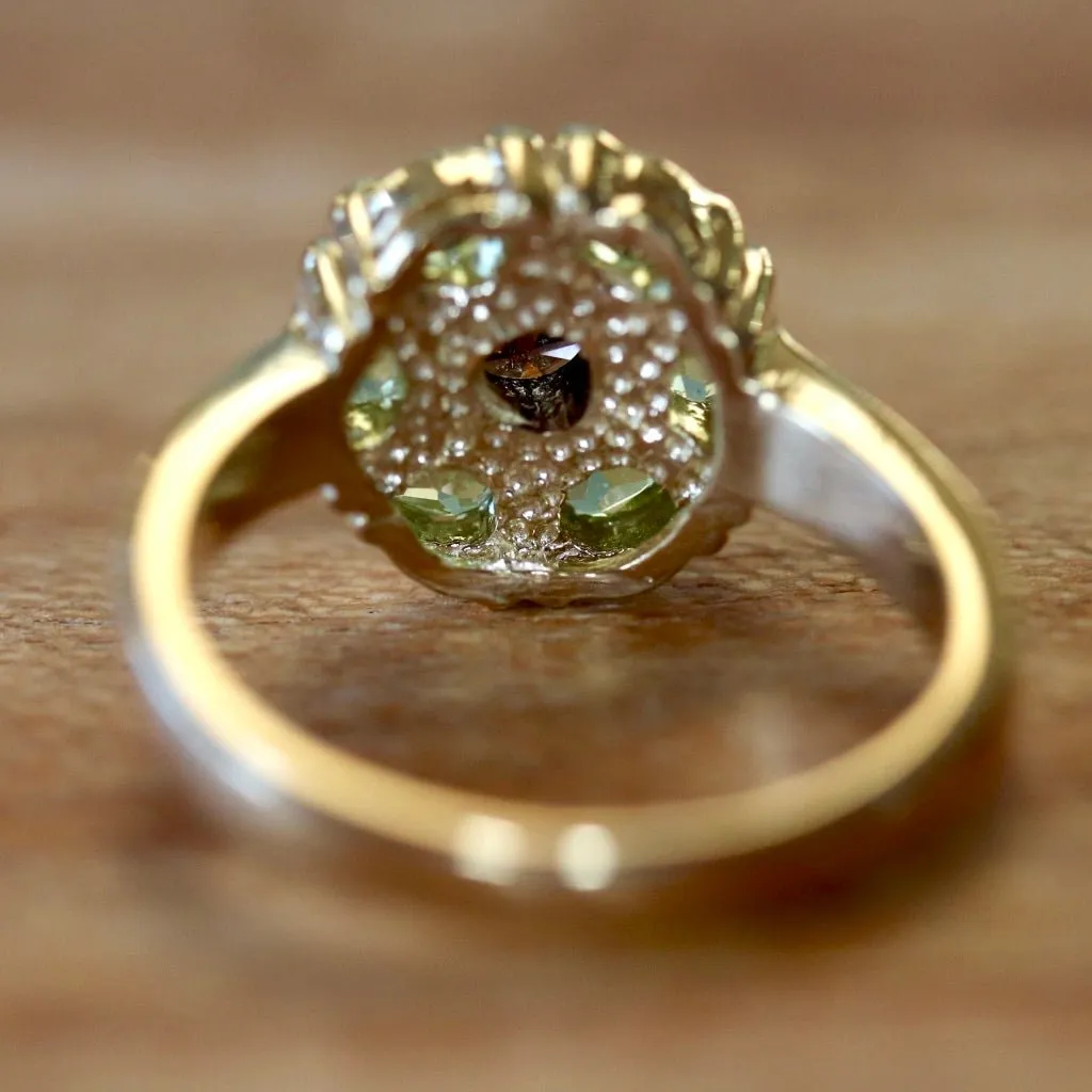 Connemara 14k Gold, Peridot and Cognac Diamond Ring