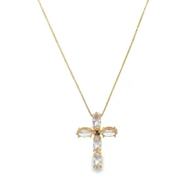 Cross Crucifix Necklace With CZ Stones And Red Stone (G96)