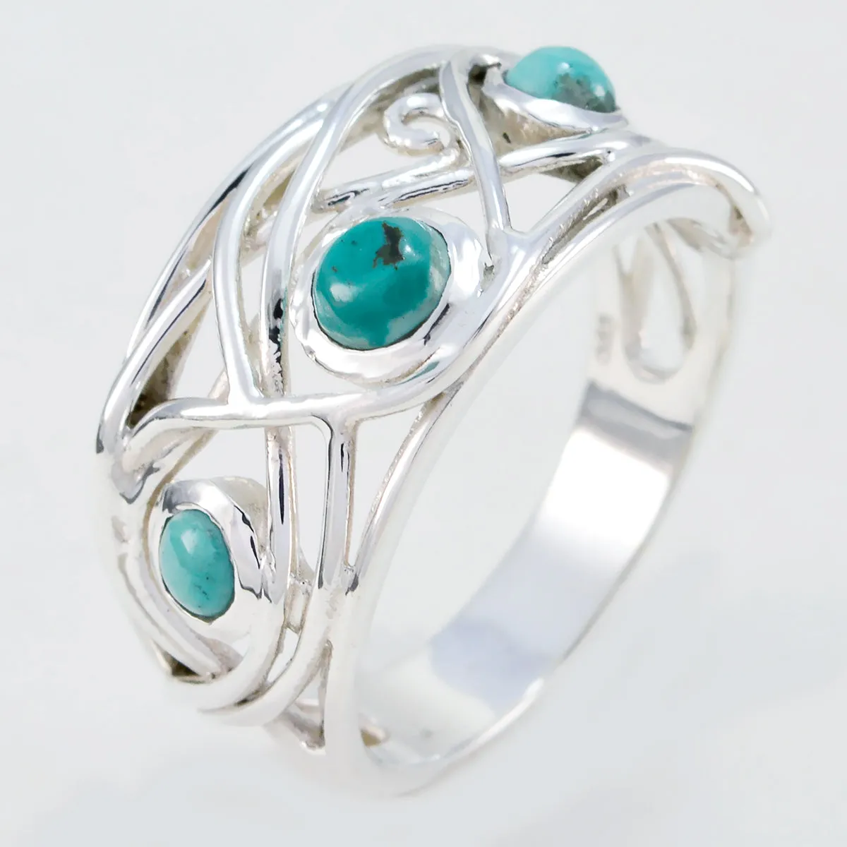 Cute Gem Turquoise 925 Sterling Silver Ring Pottery Barn Jewelry Box