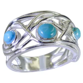 Cute Gem Turquoise 925 Sterling Silver Ring Pottery Barn Jewelry Box