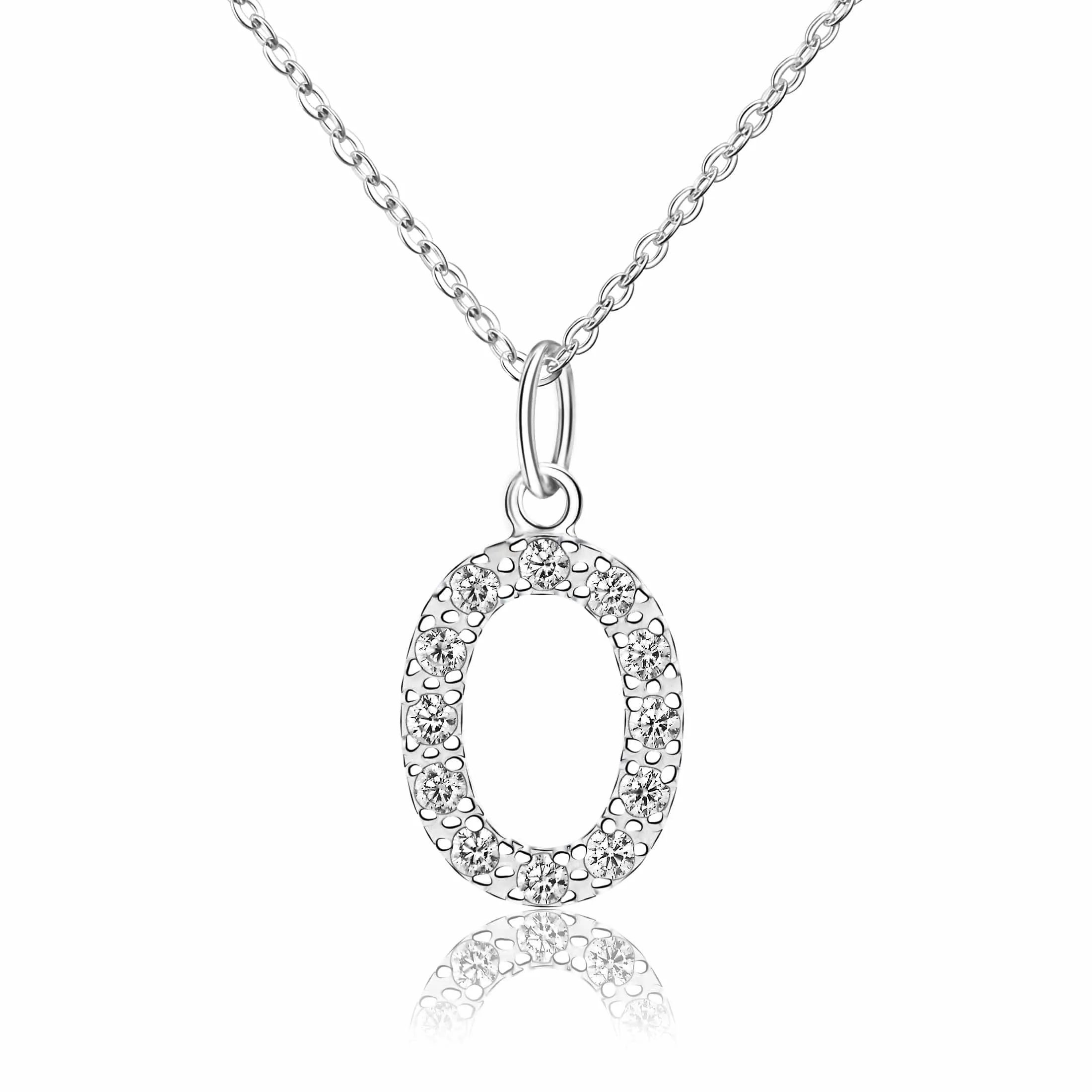 CZ Initial Necklaces Sterling Silver, 16-18