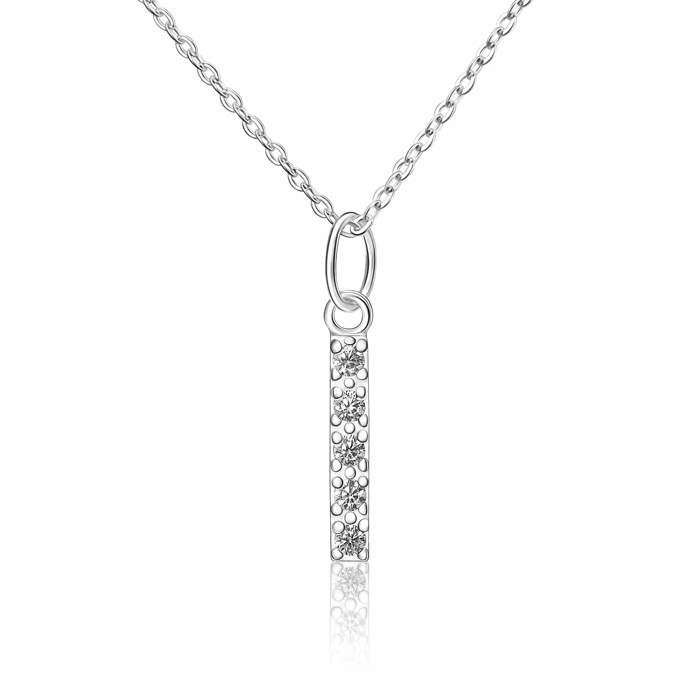 CZ Initial Necklaces Sterling Silver, 16-18