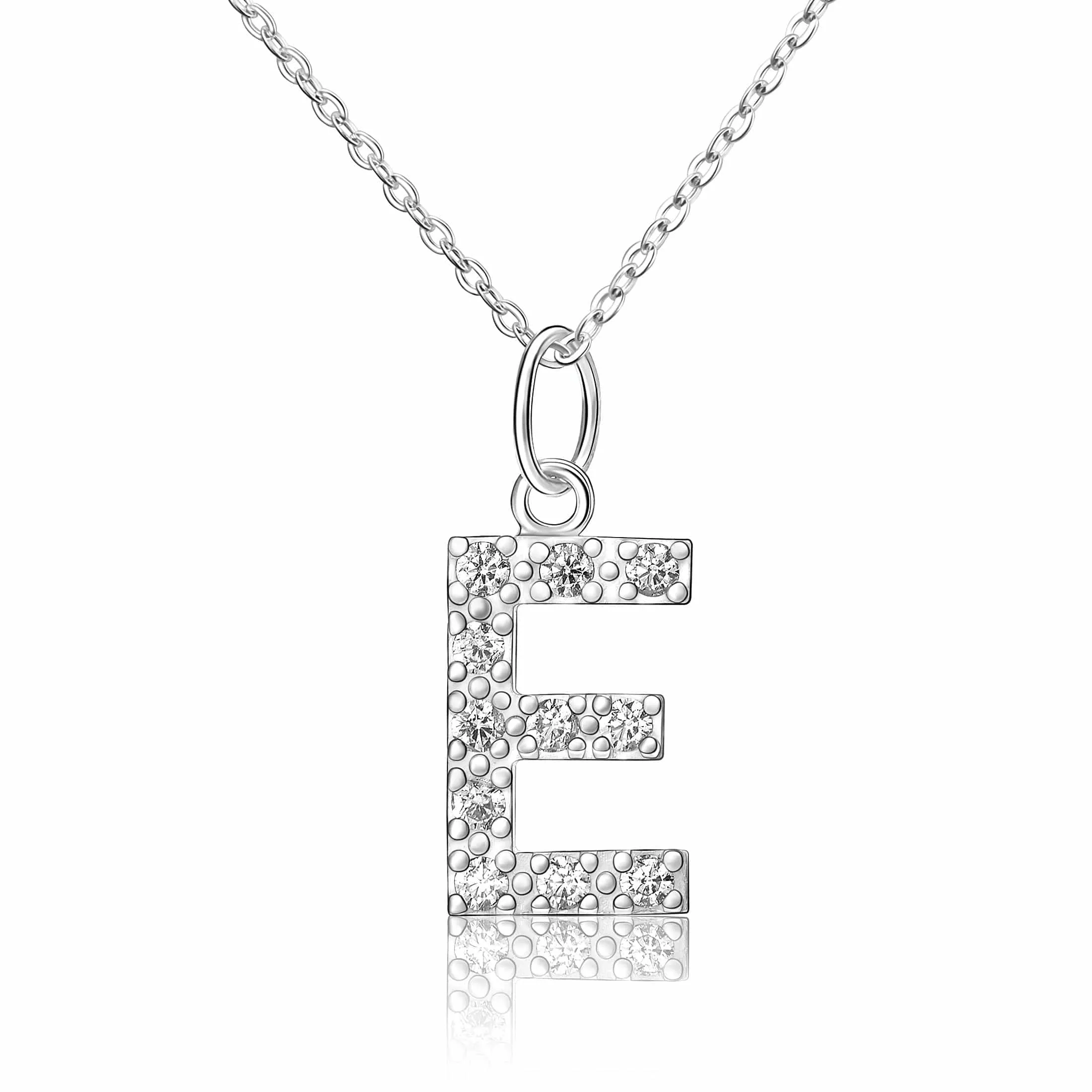 CZ Initial Necklaces Sterling Silver, 16-18