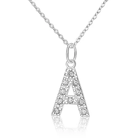 CZ Initial Necklaces Sterling Silver, 16-18