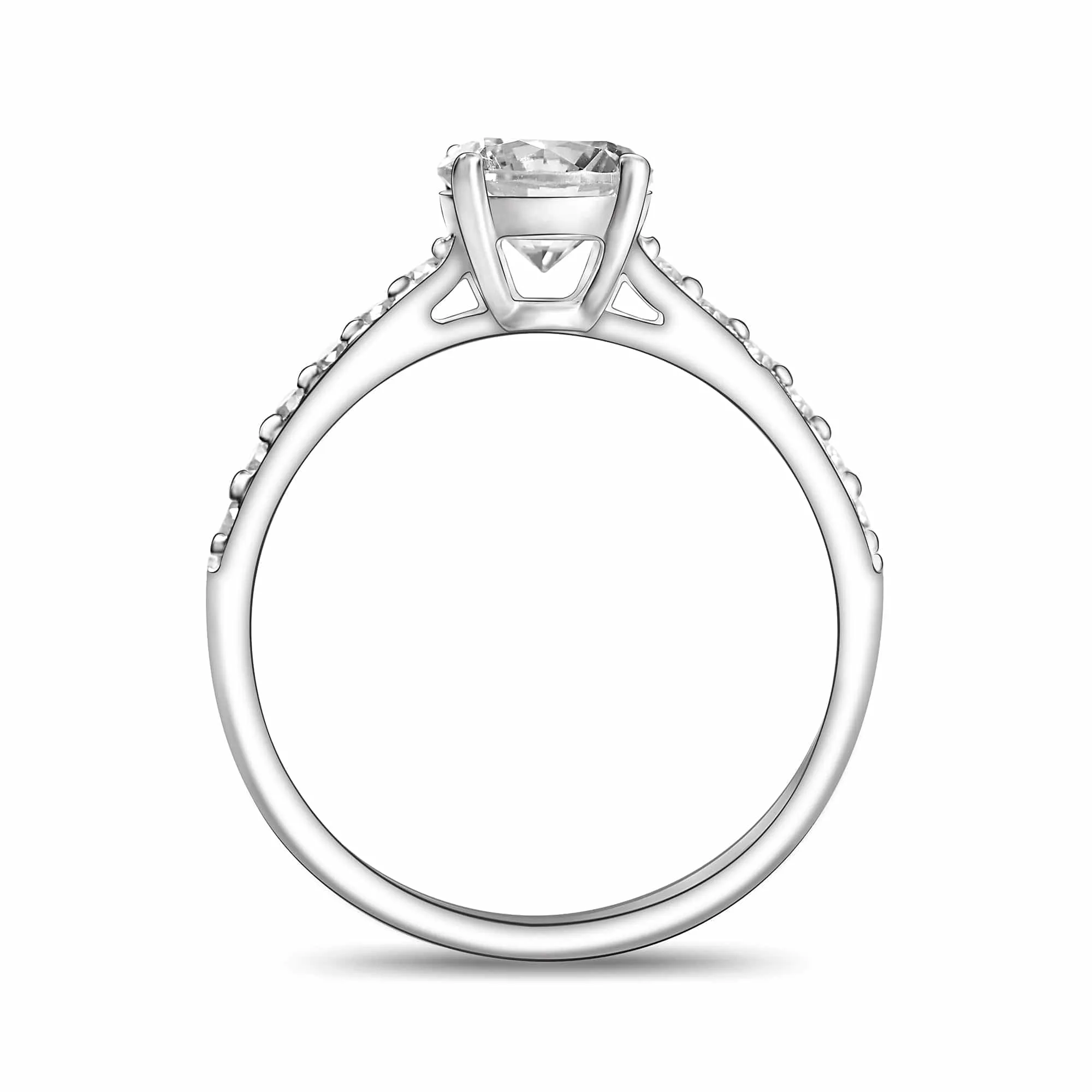 CZ Marry Me Engagement Rings for Her Channel Band