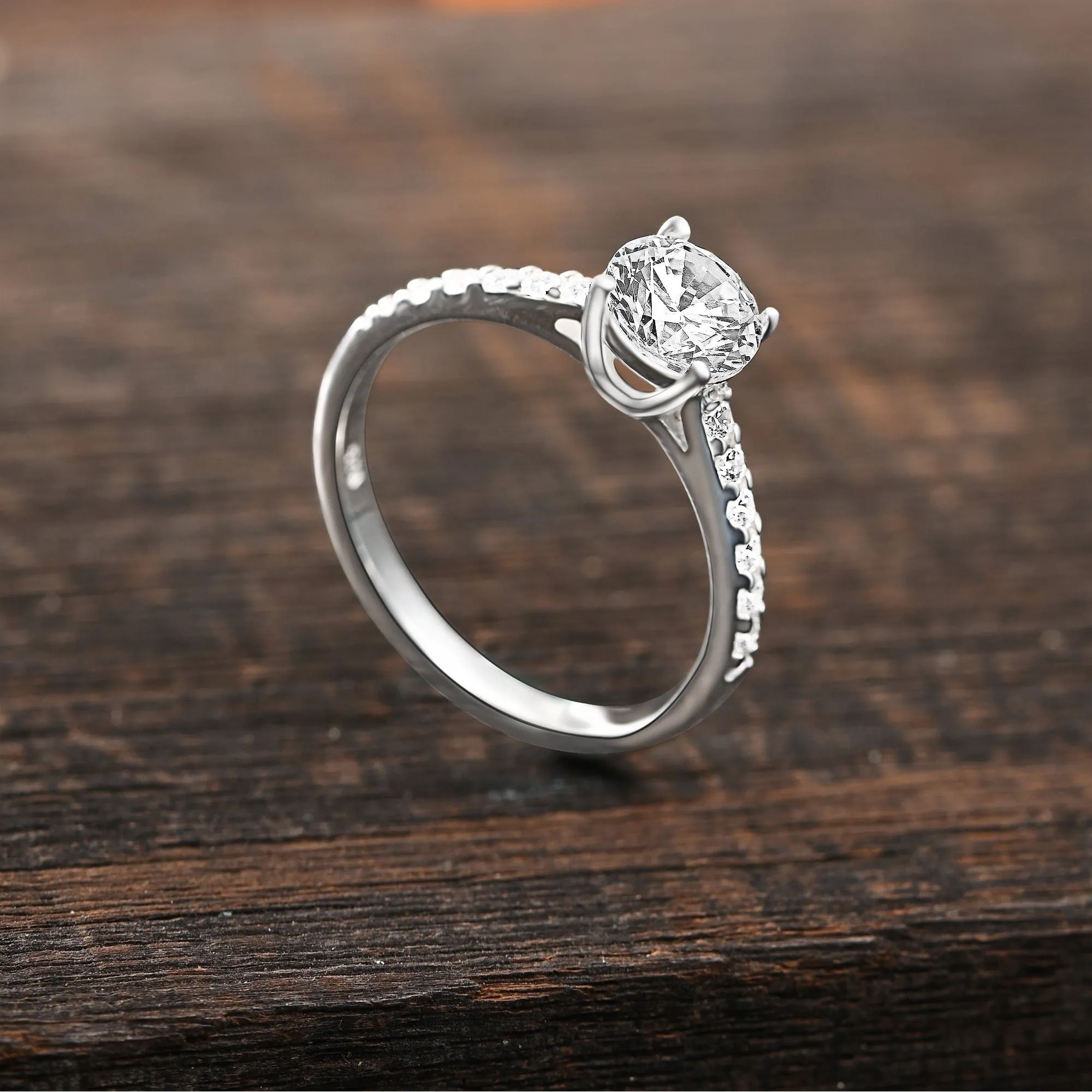 CZ Marry Me Engagement Rings for Her Channel Band