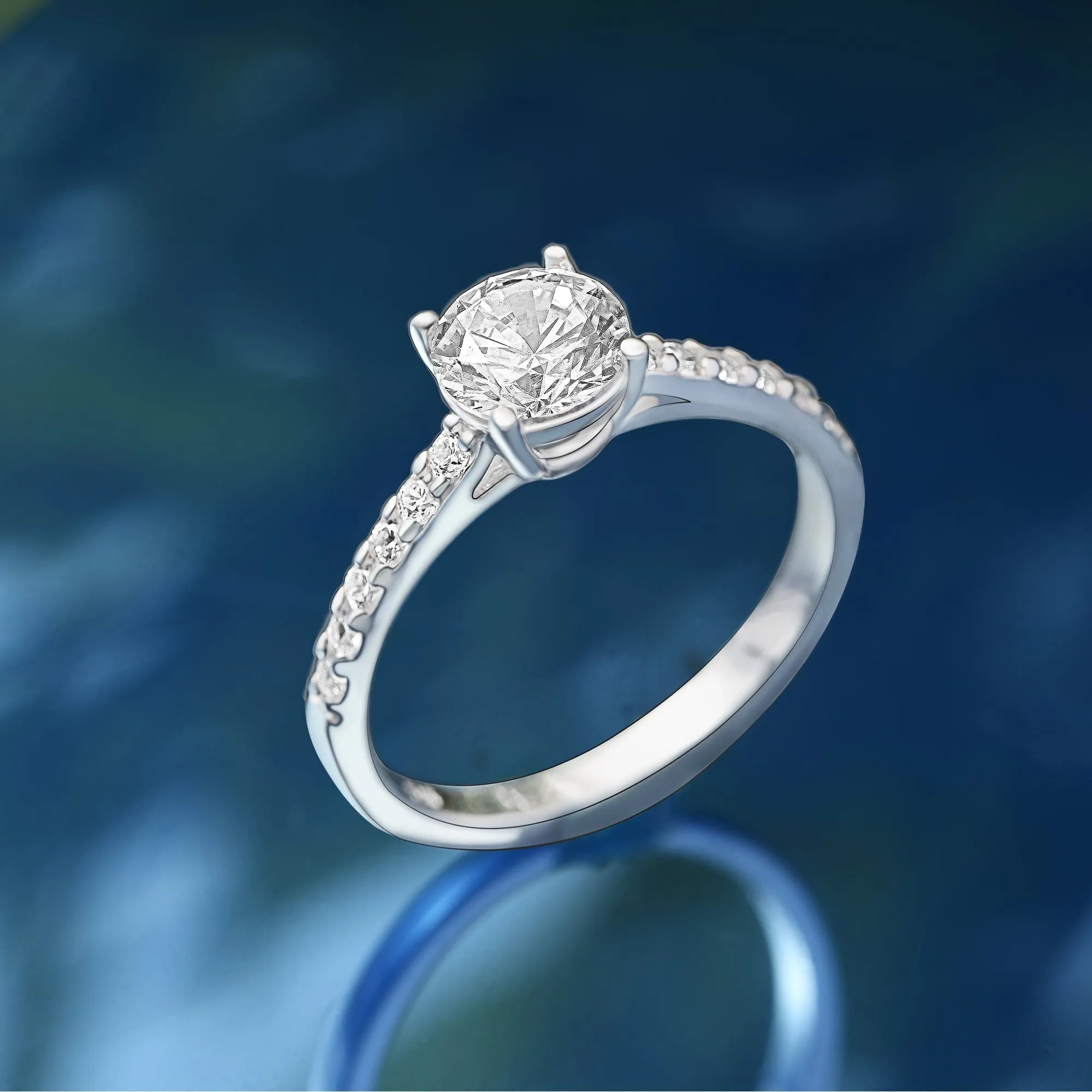 CZ Marry Me Engagement Rings for Her Channel Band