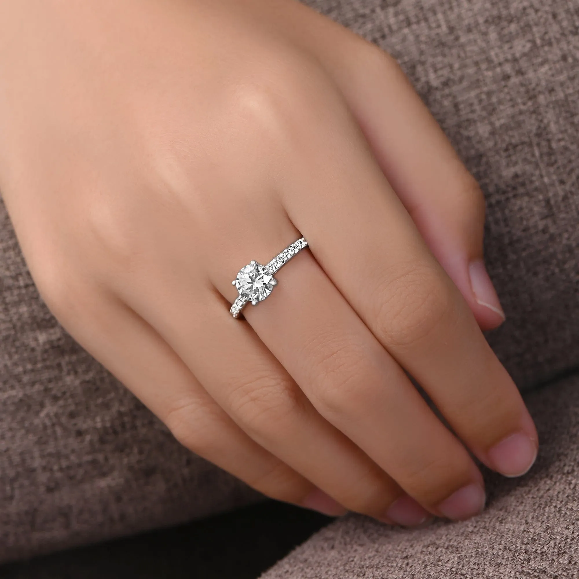 CZ Marry Me Engagement Rings for Her Channel Band