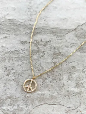 CZ Peace Sign Choker Necklace