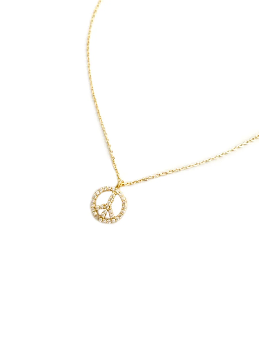 CZ Peace Sign Choker Necklace