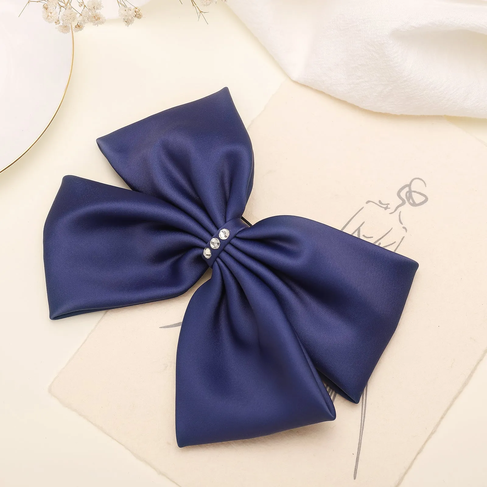 Dark Blue Bow Hair Clips