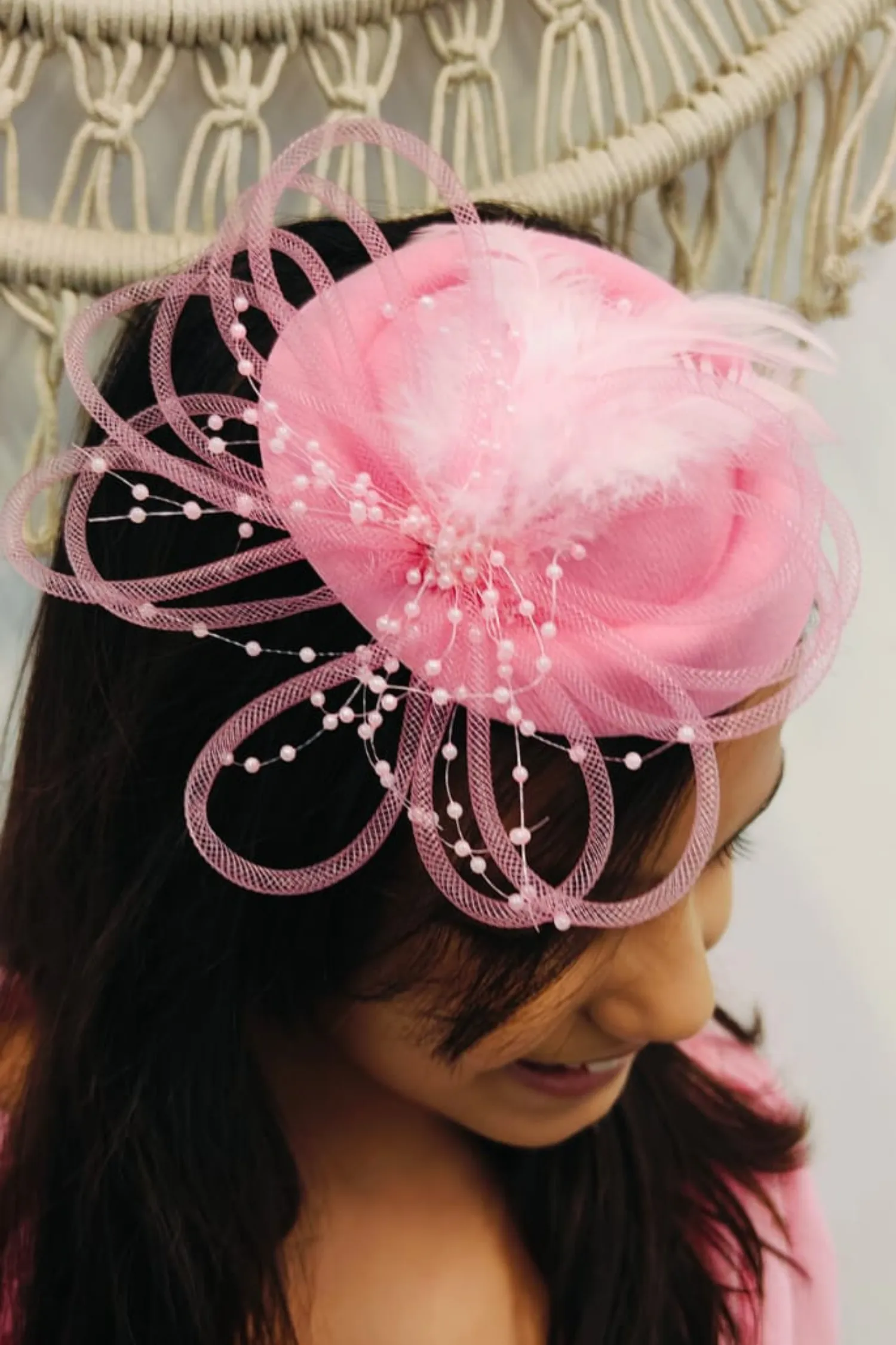 Derby Pearl Pink Fascinator