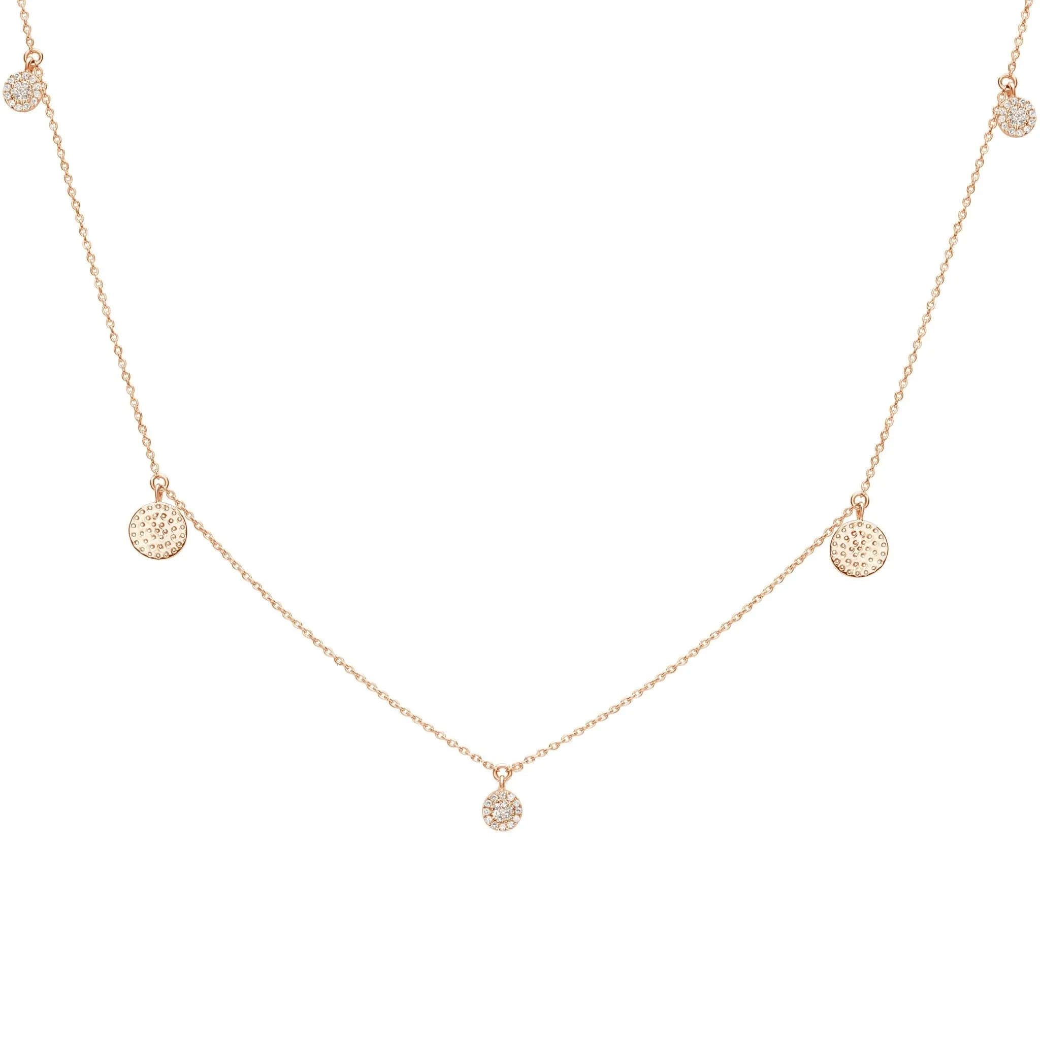 Diamond Station Chain Necklace 14K Solid Gold