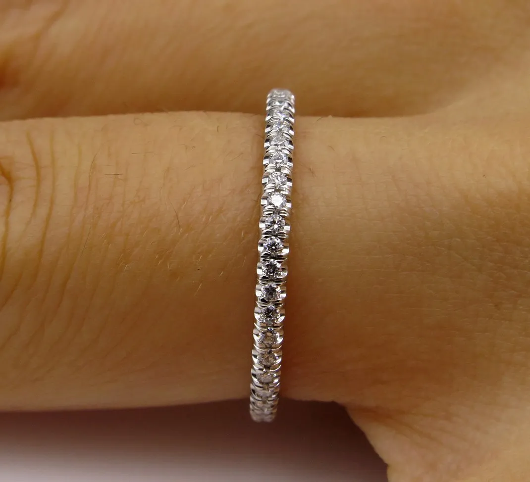 Diamond Wedding Band .40ct Round Diamonds Pave Eternity Platinum Ring Wedding Anniversary Band