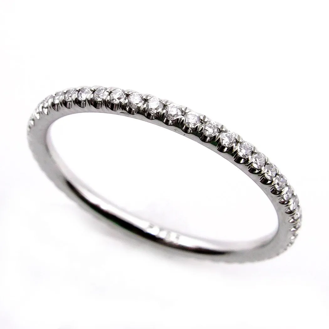 Diamond Wedding Band .40ct Round Diamonds Pave Eternity Platinum Ring Wedding Anniversary Band