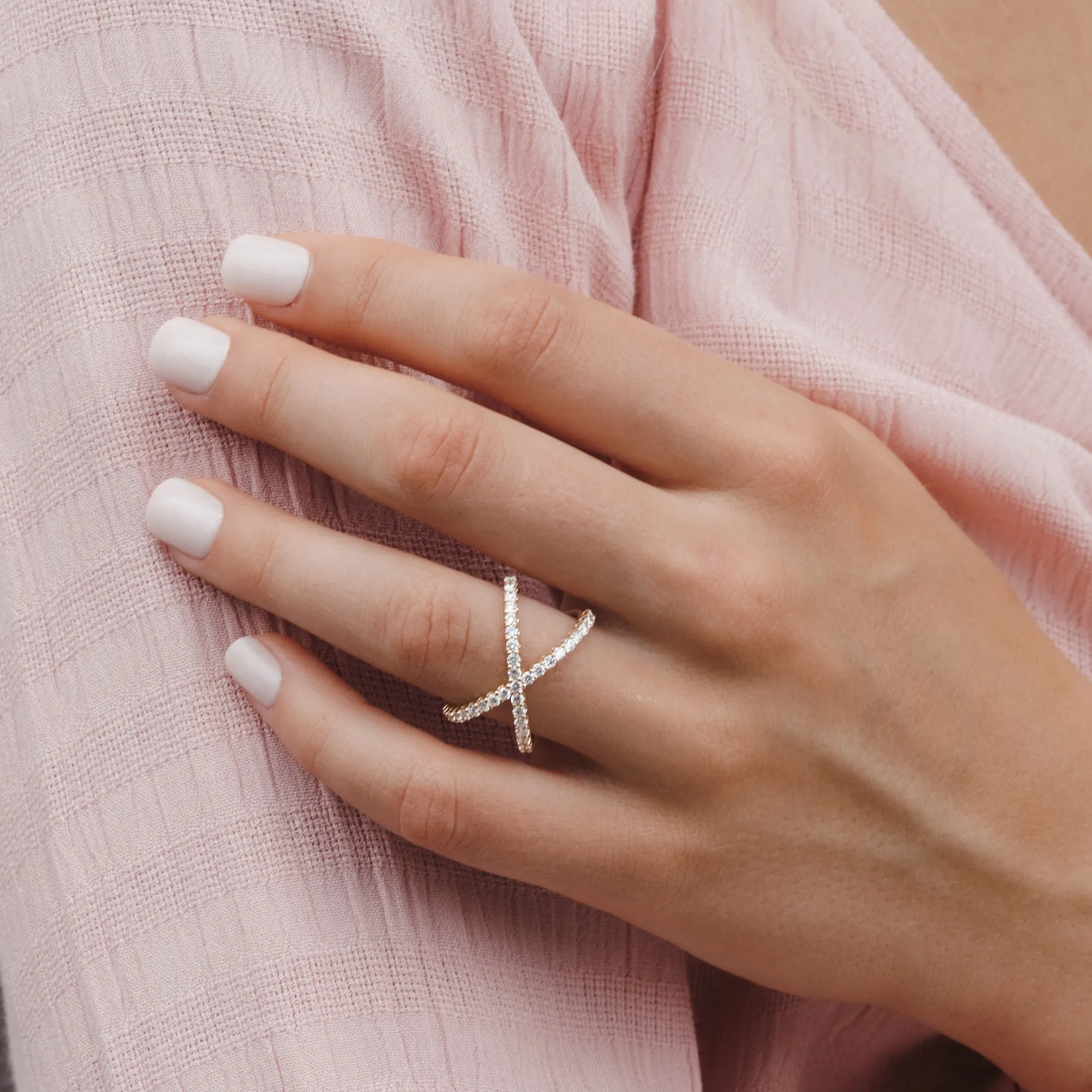 Diamond X Patterned Wrap Ring