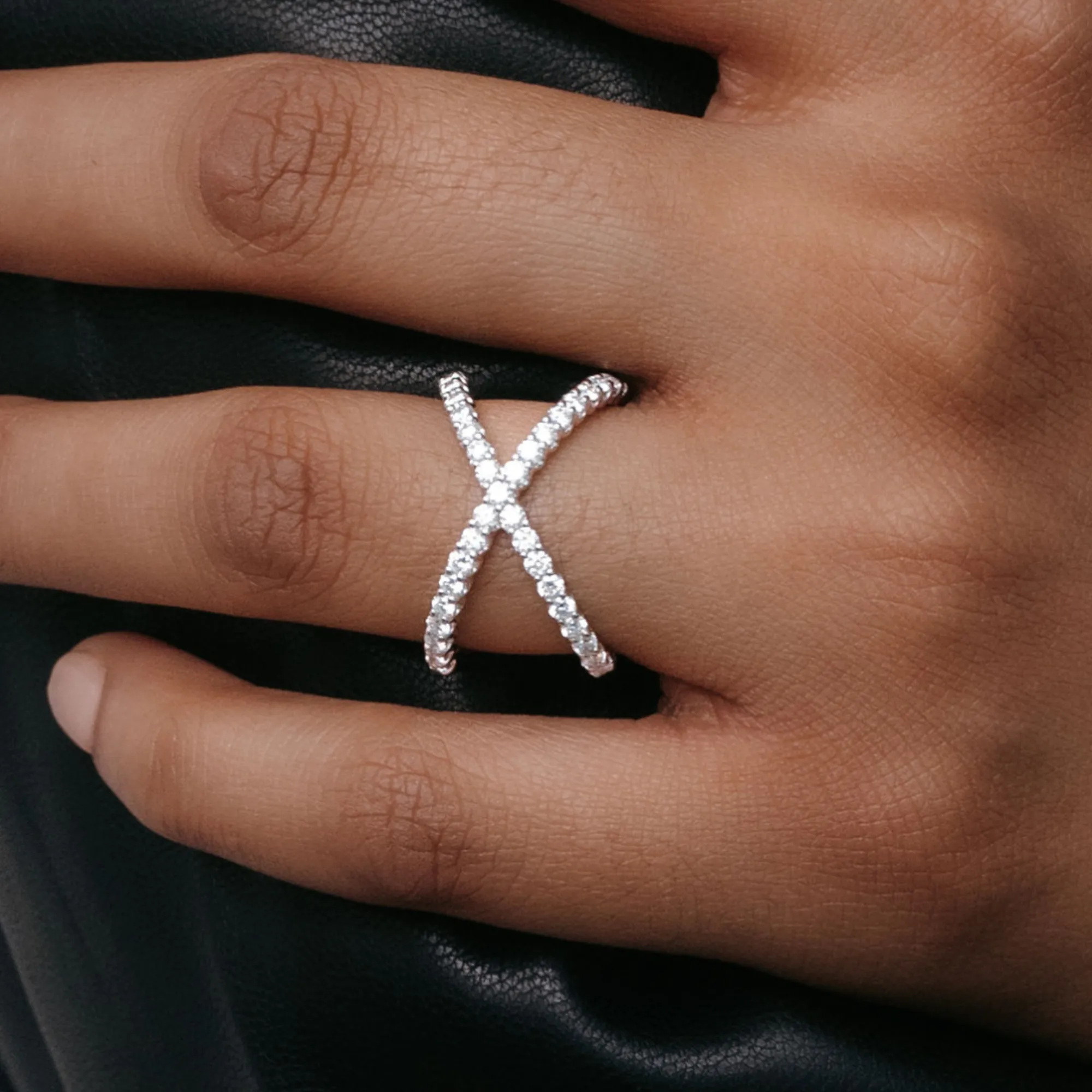 Diamond X Patterned Wrap Ring