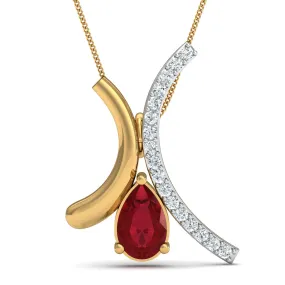 Diva maroon pendant (Gold Plated 925 Sterling Silver)