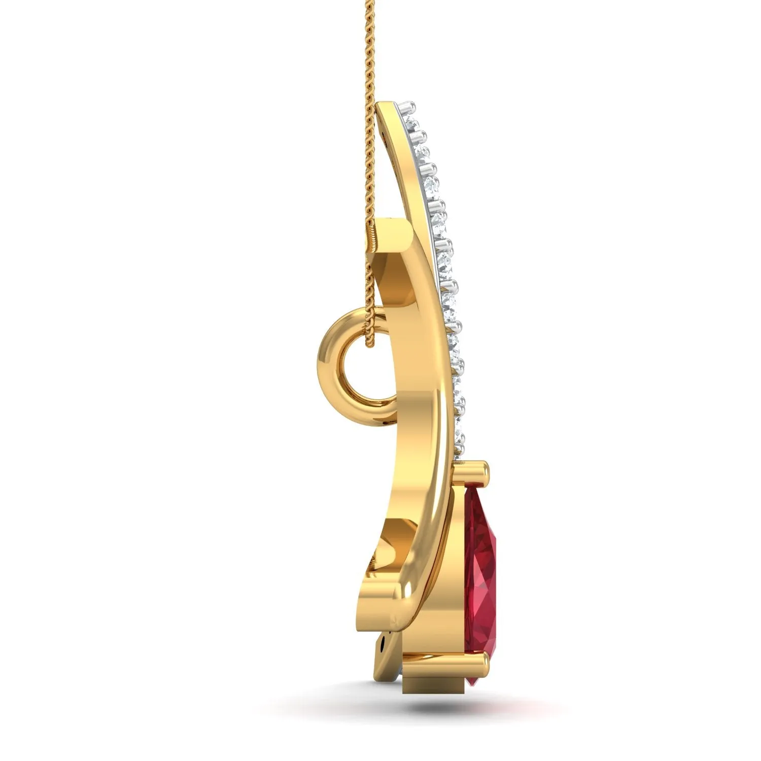 Diva maroon pendant (Gold Plated 925 Sterling Silver)