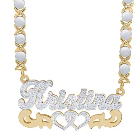 Double Nameplate Necklace Kristina with Rhodium Xoxo Chain