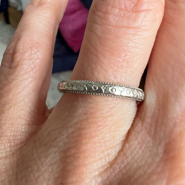 Edwardian Patterned Platinum & Gold Wedding Band, 1913