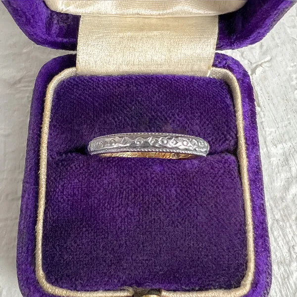 Edwardian Patterned Platinum & Gold Wedding Band, 1913