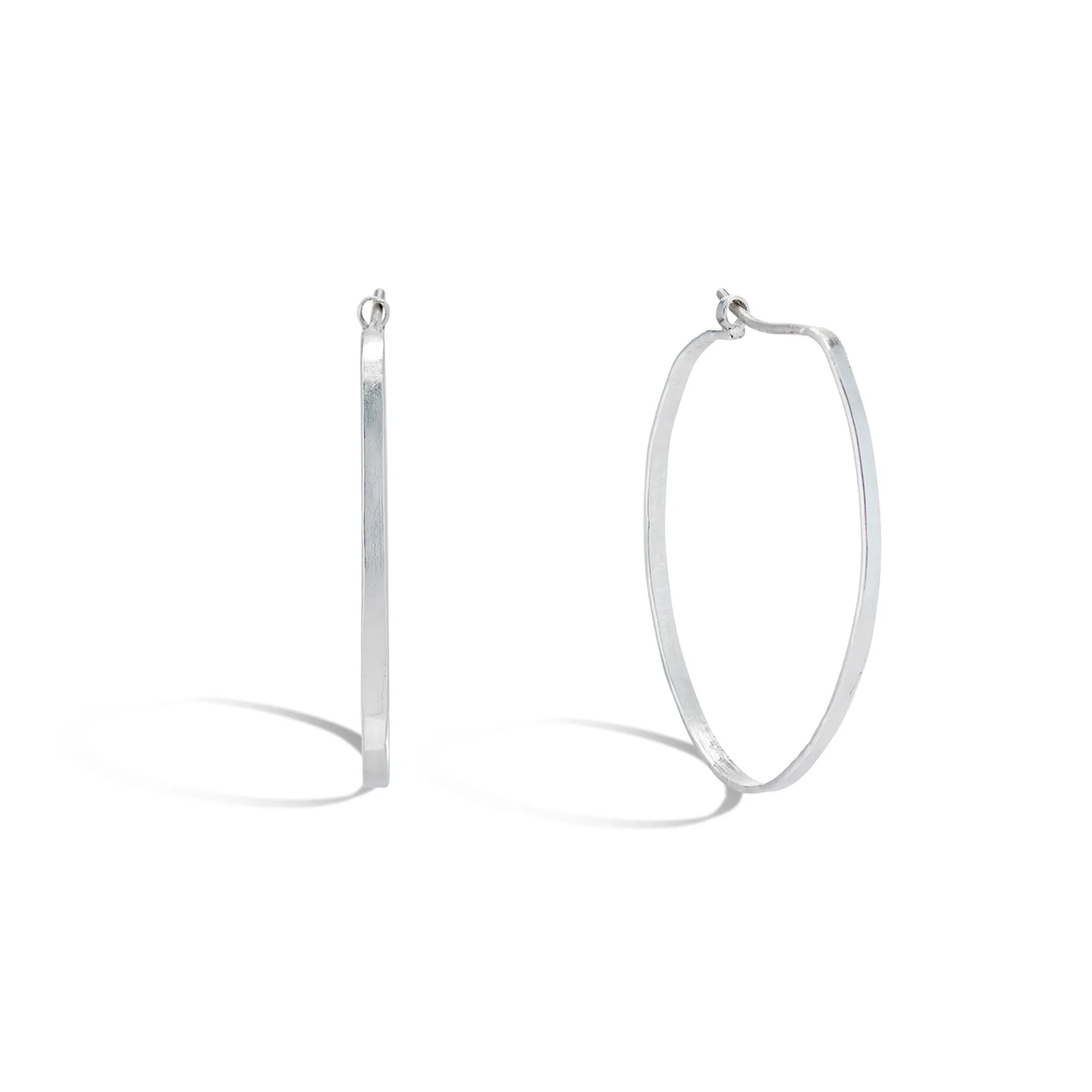 Elsa Sterling Silver Profile Hammered Oval Hoop Earrings