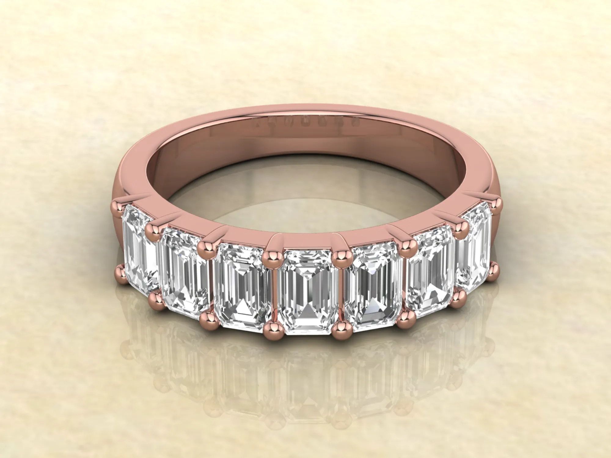 Emerald Cut Moissanite Ring / Emerald Cut Wedding Band