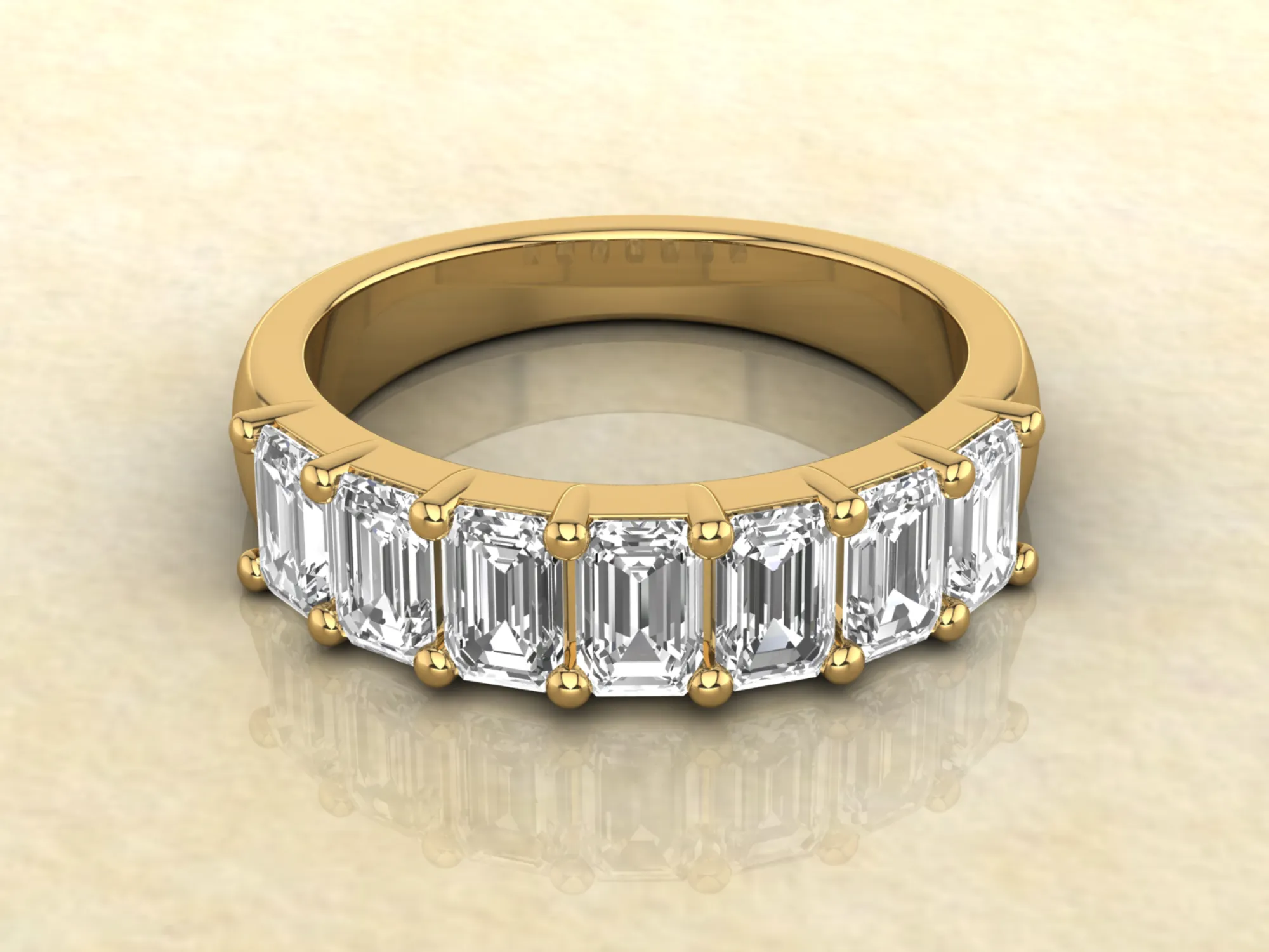 Emerald Cut Moissanite Ring / Emerald Cut Wedding Band