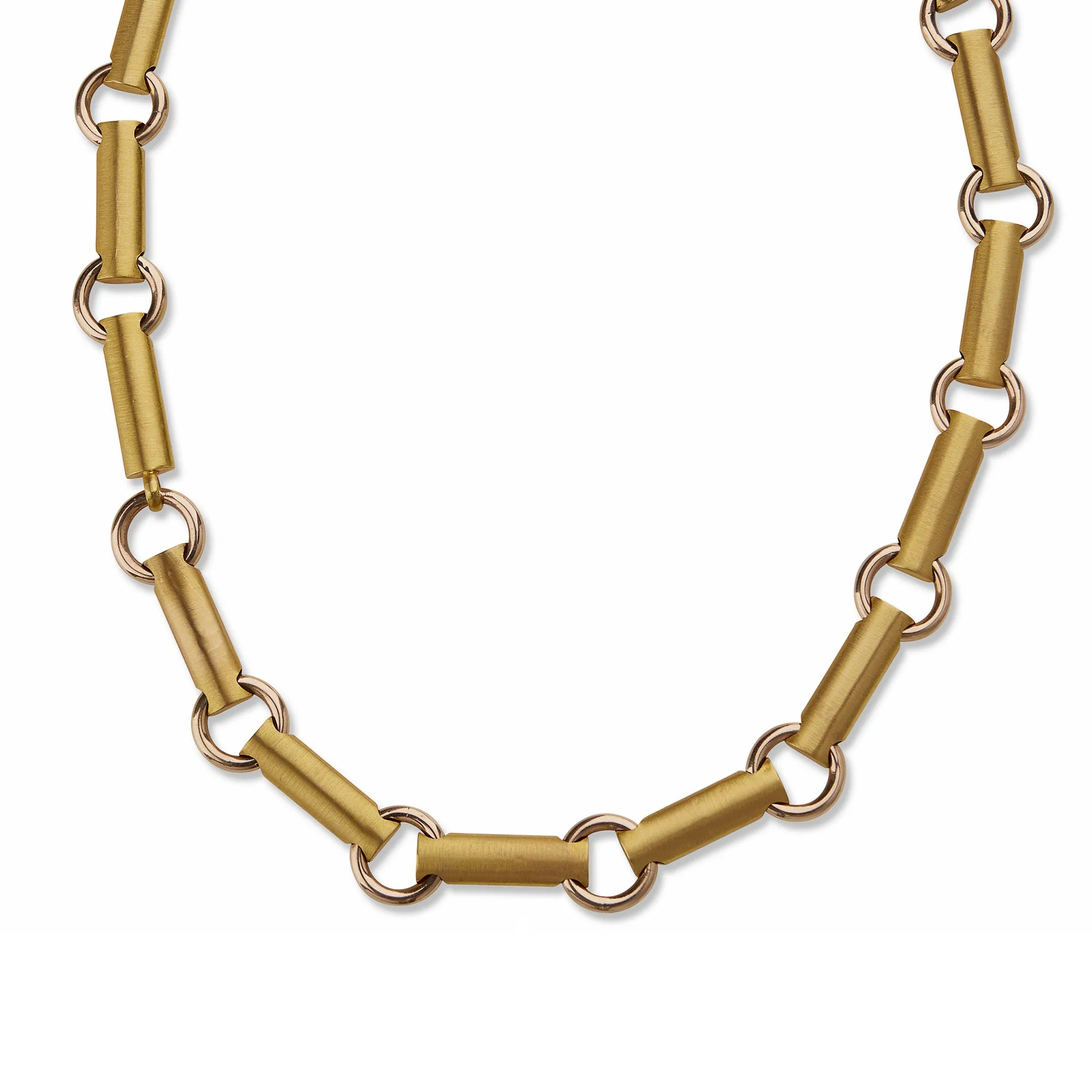 English 15K Bi-color Rose and Yellow Gold Necklace